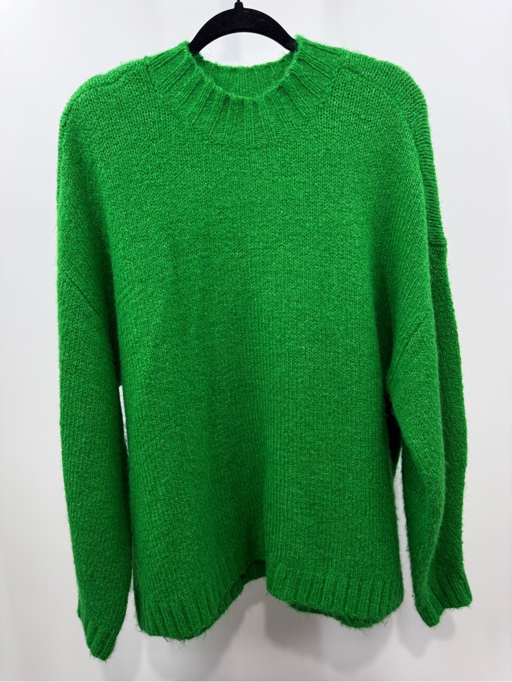 Pistola Fern Green Alpaca Wool Blend Oversized Crewneck Sweater Size Medium